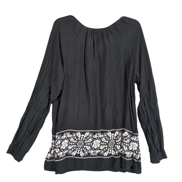 Old Navy Women's XL Black Flowy Boho Tunic Blouse Long Sleeve Top Whimsigoth - Picture 3 of 6